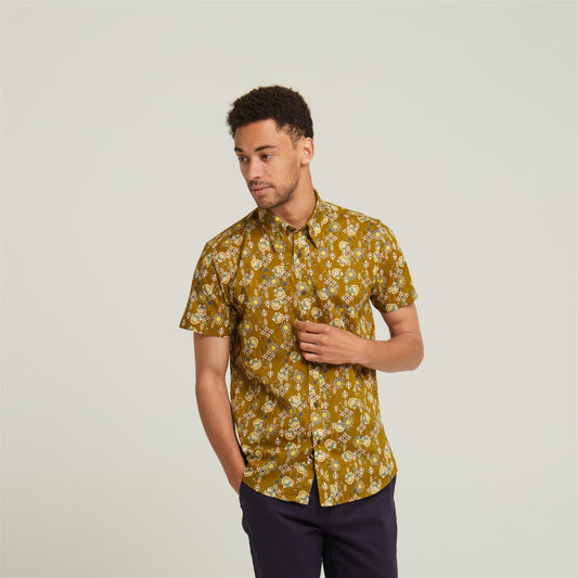 V52GW04 Mens Harvey Woven Print Shirt Gabicci Vintage - SPRUCE