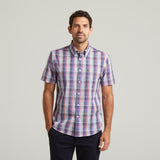 G54W02 Mens Short Sleeve Check Shirt Gabicci Classic - SAPPHIRE