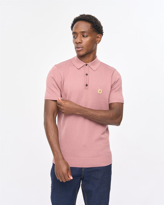 V57GK04 Mens Jackson Short Sleeve Plain Knit Polo Gabicci Vintage - OLD ROSE