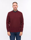 G57K04 Mens Plain Knit Crew Neck Sweater Gabicci Heritage - CLARET