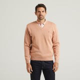 G54K01 Mens Plain Vee Kneck Knit Gabicci Classic - PEACH