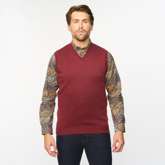 G55K03 Plain Vee Neck Slipover Gabicci Classic MULBERRY