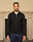 G57M11 Mens Pattern Front Knit Quarter Zip Sweater Gabicci Heritage - BLACK