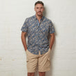 G56W08 Mens Button Under Short Sleeve Print Shirt Gabicci Classic - DELFT