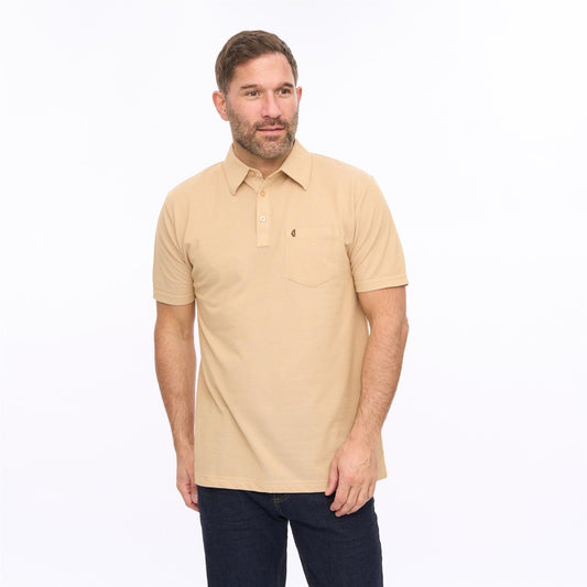 G56Z17 Mens Short Sleeve Oxford Collar Jersey Polo Gabicci Classic - SANDSTONE