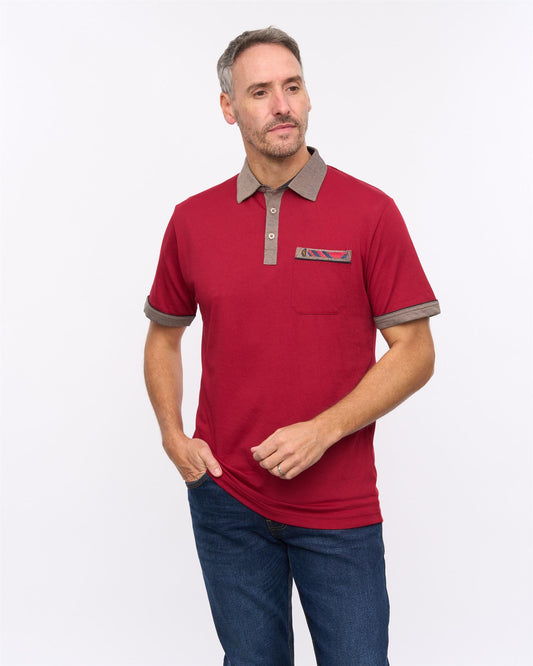 G57X22 Mens Short Sleeve Jersey Polo Gabicci Heritage - CHERRY