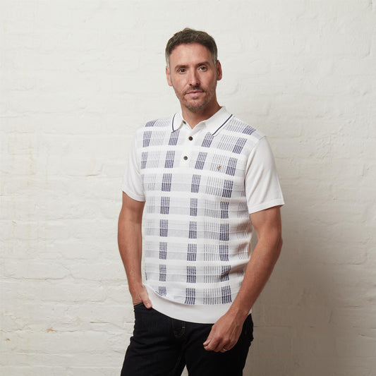 G56M09 Mens Short Sleeve Knit Polo Gabicci Classic - WHITE