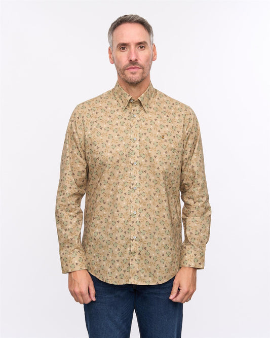G57W03 Mens Print Shirt Gabicci Heritage - KHAKI