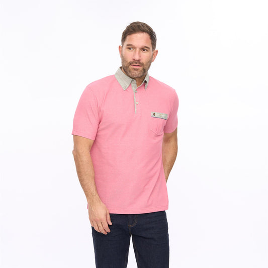 G56X16 Mens Short Sleeve Oxford Collar Jersey Polo Gabicci Classic - ROUGE