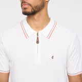 G54M08 Mens Short Sleeve Zip Neck Knitted Polo Gabicci Classic - WHITE