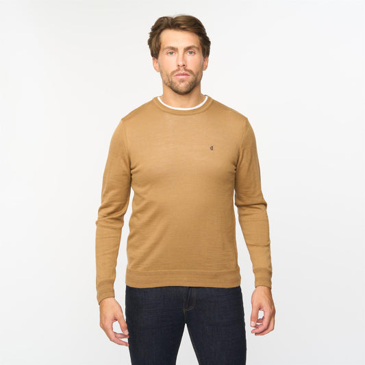 G55K22 Merino Crew Neck Sweater Gabicci Classic NUTMEG