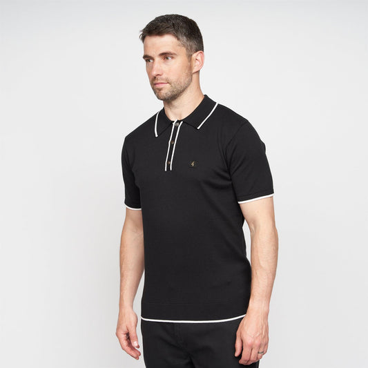 V00GM09S Mens Lineker Knitted Polo Gabicci Vintage - BLACK