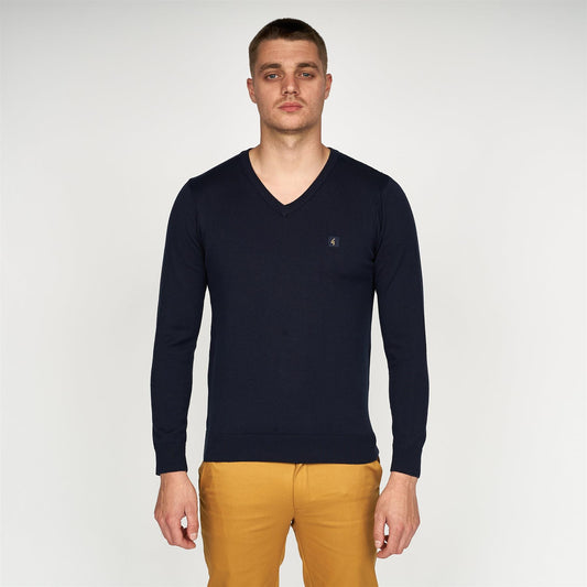 V00GK06 Mens Brandon Vee Neck Sweater Gabicci Vintage - NAVY