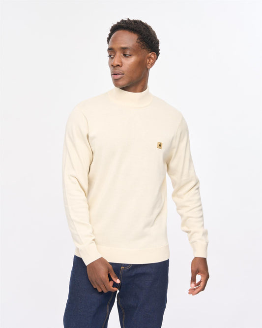 V57GK10 Mens Duke Long Sleeve Plain Knit Turtle Neck Gabicci Vintage - CREAM