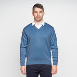 Mens Vee Neck Sweater Gabicci Classic - G00K01 Denim