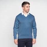 Mens Vee Neck Sweater Gabicci Classic - G00K01 Denim