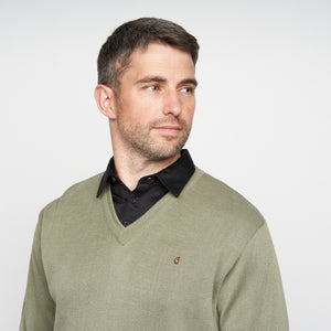 Mens Vee Neck Sweater Gabicci Classic - G00K01 Olive