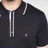 V00GM09S Mens Lineker Three Button Knitted Polo Gabicci Vintage - NAVY
