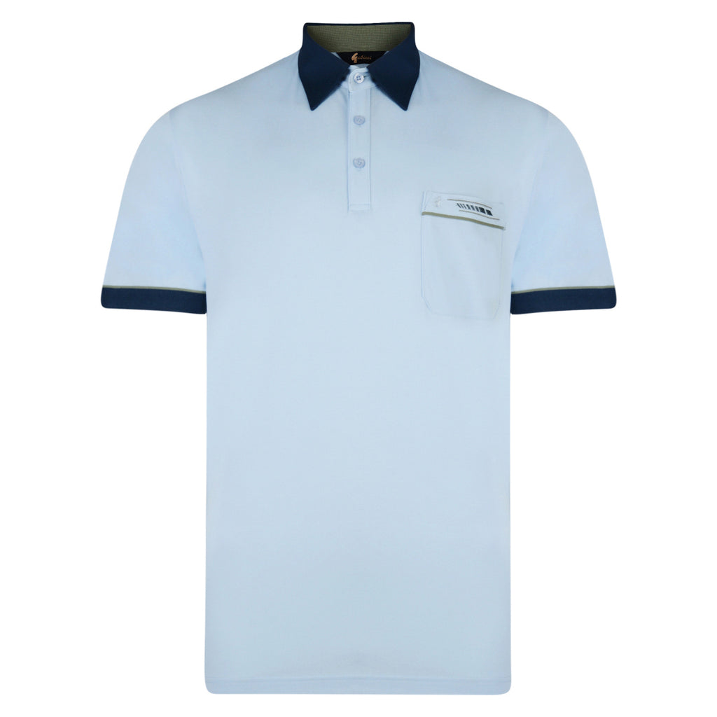 Mens Polo Shirt Classic Gabicci - G00X62 Sky